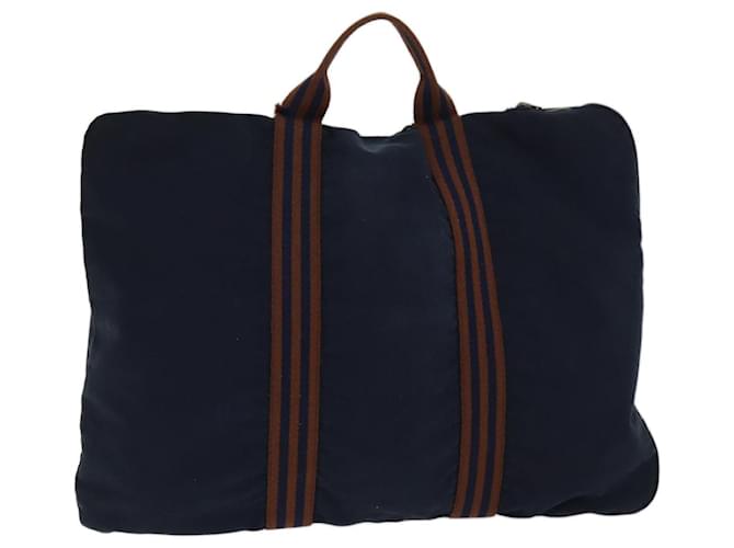 Hermès HERMES Fourre Tout Porte Documents Business Bag Canvas Navy Brown Auth am6236 Navy blue Cloth  ref.1375291