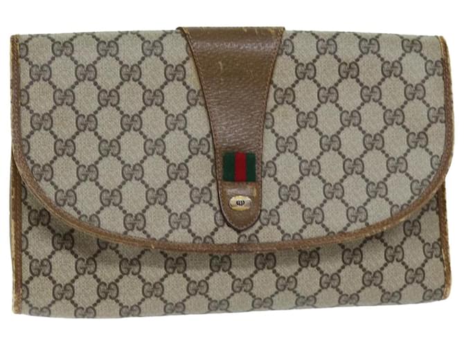 GUCCI GG Supreme Web Sherry Line Clutch Bag PVC Beige Red 89 01 031 Auth yk12320  ref.1375293