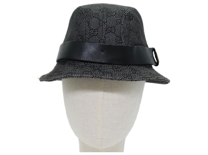 GUCCI GG Canvas Hat M Black Auth am6222