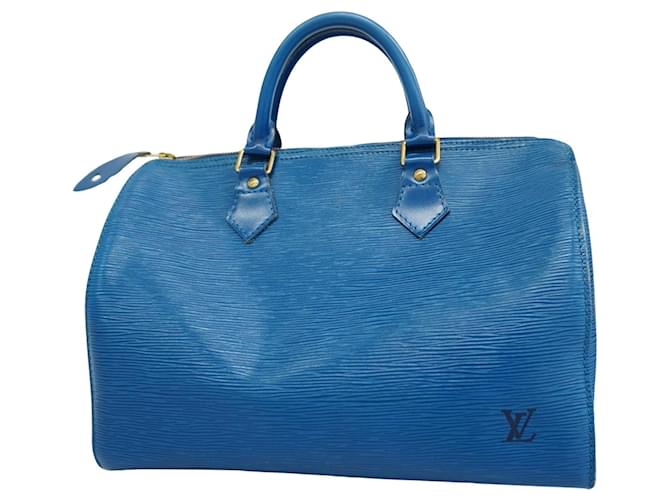 Louis Vuitton Speedy 30 Azul Couro  ref.1375388
