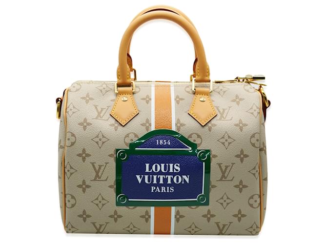 Louis Vuitton Lona Monopaname Bege Ocre Speedy Bandouliere 25 Multicor  ref.1375494