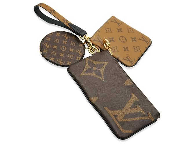 Louis Vuitton Reverse Monogram Giant Canvas Trio Pouch Brown Cloth  ref.1375495