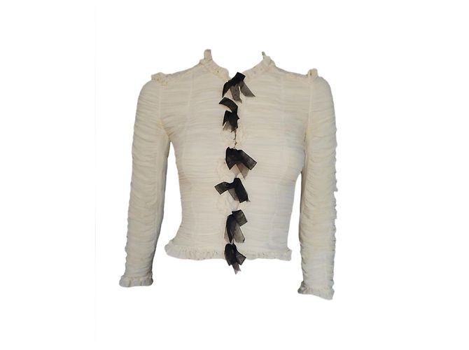 Chanel Silk Chiffon Jacket Beige Eggshell