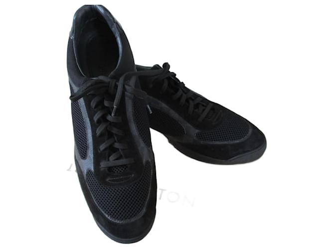Louis Vuitton Sneakers multi matières, UK12. Cuir Noir  ref.1375505