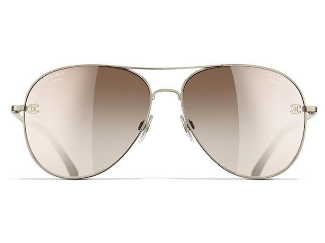 CHANEL New Pilot Sunglasses Silvery Acetate  ref.1375514