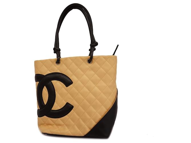 Chanel Cambon line Beige Leather  ref.1375527