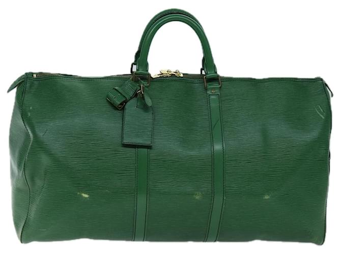 Louis Vuitton Keepall 55 Verde Couro  ref.1375552