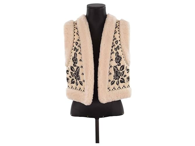 Zadig & Voltaire Veste sans manches en cuir Beige  ref.1375644