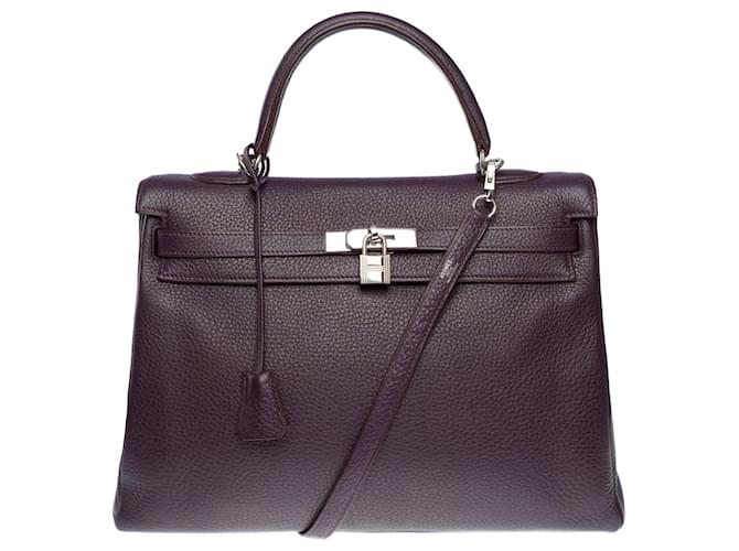 Hermès HERMES Kelly 35 Bag in Purple Leather - 101889  ref.1375660