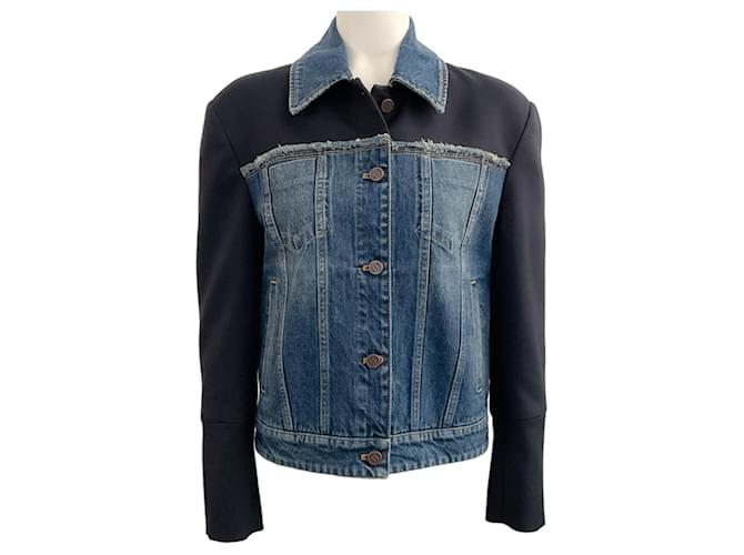 Autre Marque Stella McCartney Denim Jacket with Ponte Knit Sleeves Blue Cotton  ref.1375681