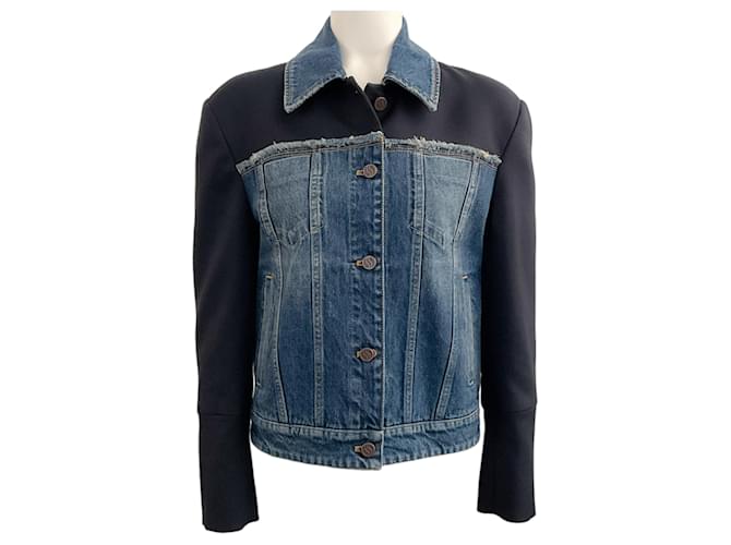 Autre Marque Stella McCartney Veste en jean avec manches en tricot Ponte Coton Bleu  ref.1375681