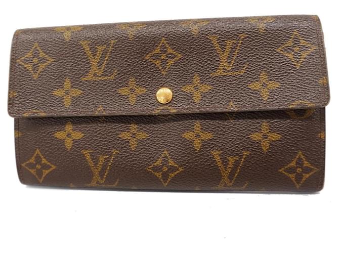 Louis Vuitton Porte Monnaie Credit Brown Cloth  ref.1375721