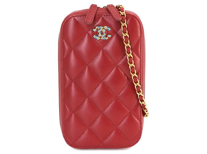 Classique Chanel Matelassé Cuir Rouge  ref.1375819