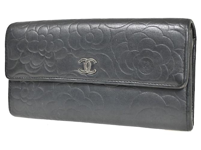 Chanel Camélia Black Leather  ref.1375846