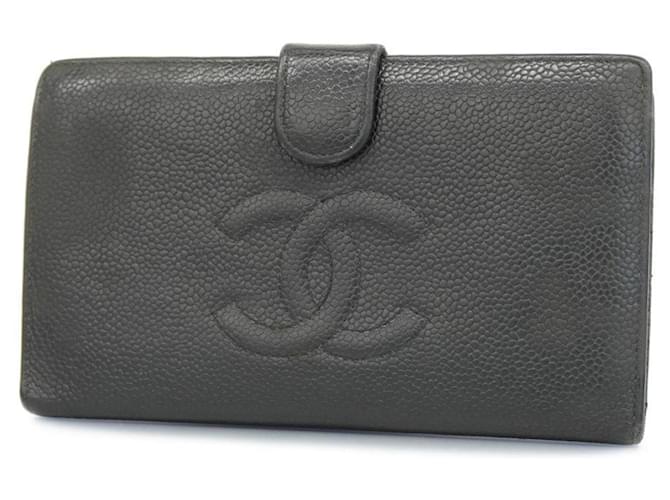 Chanel-Logo CC Schwarz Leder  ref.1375882