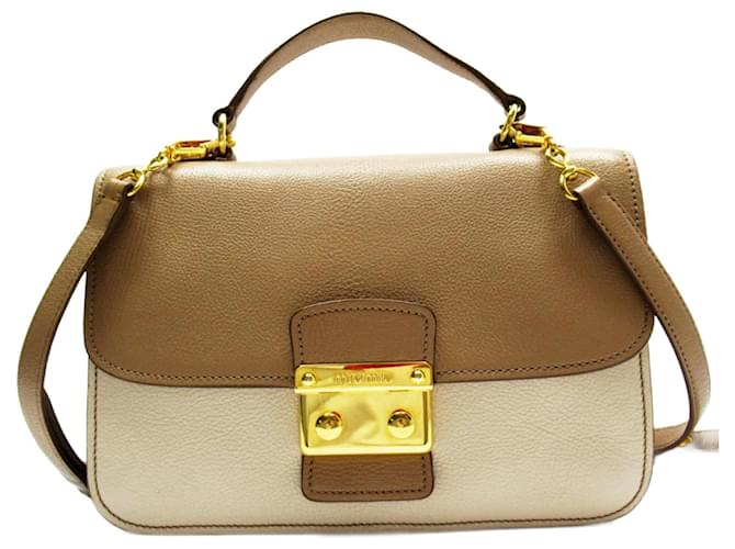 Miu Miu Madras Beige Pelle  ref.1375886