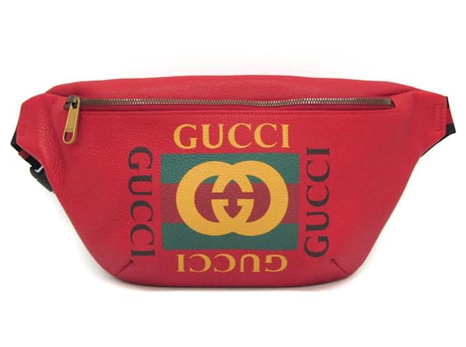 Logo GUCCI Rosso Pelle  ref.1375993