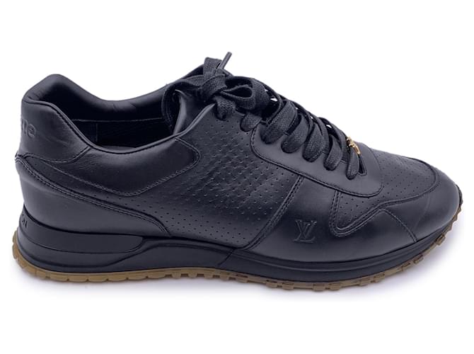 Louis Vuitton Zapatillas Deportivas Con Cordones De Cuero Negro Talla 44  ref.1376016