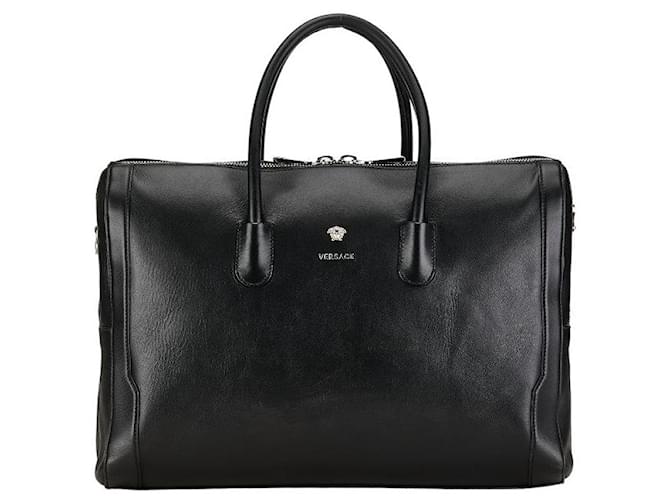 Versace Leather Logo Business Bag Bolso de cuero en buen estado  ref.1376026