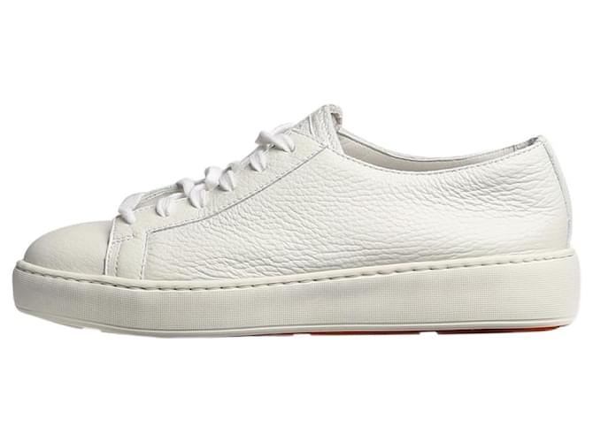 Santoni Zapatillas deportivas de piel abatanada blanca - talla EU 36,5 Blanco Cuero  ref.1376064