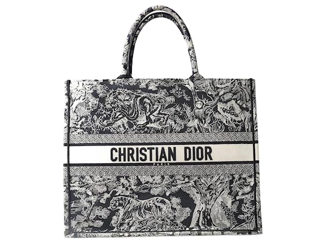 Christian Dior Grand cabas Dior Book bleu et écru 2022 Toile  ref.1376068