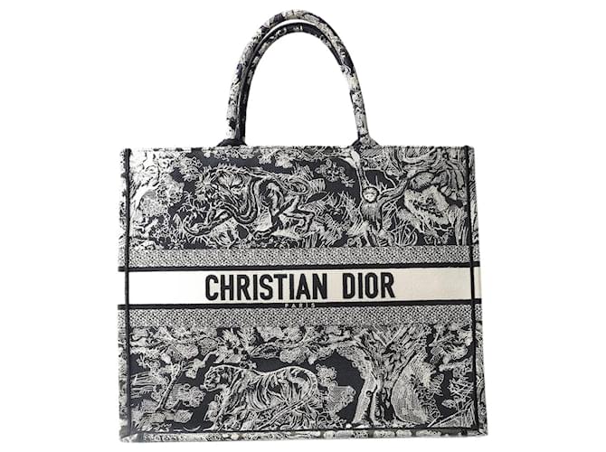 Christian Dior Borsa Dior Book Tote grande 2022 blu ed ecru Tela  ref.1376068