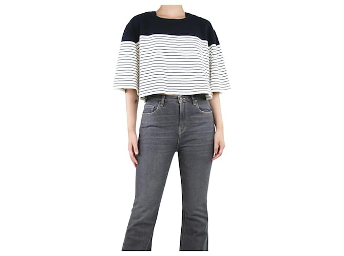 Chloé Navy blue and white striped top - size S Cotton  ref.1376074