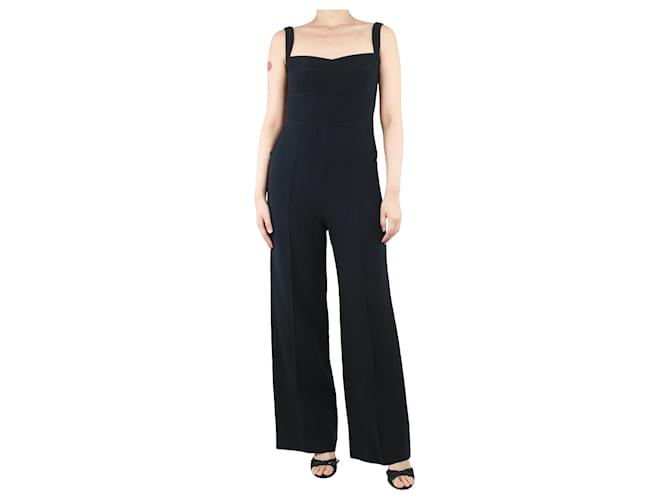 Autre Marque Black square neck jumpsuit - size UK 12 Viscose Acetate  ref.1376090