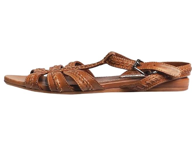 Miu Miu Brown strappy open toe sandals Leather  ref.1376095