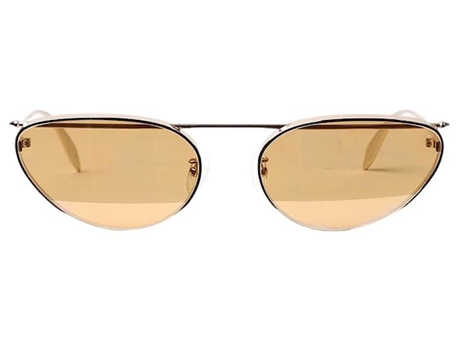 Alexander Mcqueen Óculos de sol com armação metálica olho de gato dourado  ref.1376096