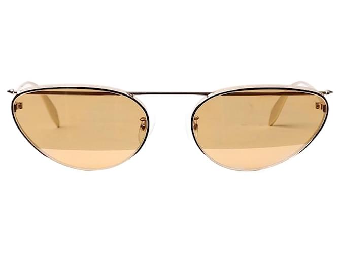 Alexander Mcqueen Goldene Cat-Eye-Sonnenbrille mit Metallrahmen  ref.1376096