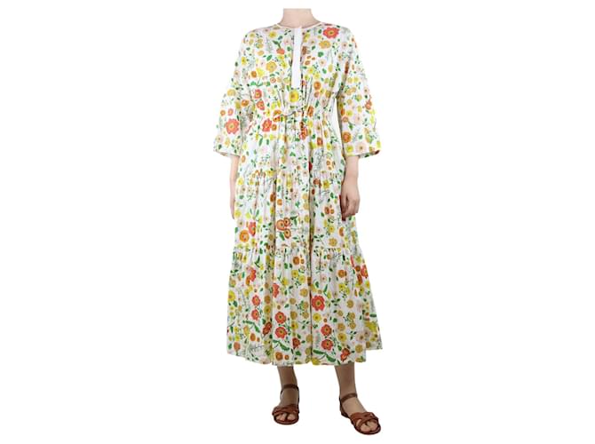 Autre Marque Multicoloured floral-printed midi dress - size XS Multiple colors Cotton  ref.1376105