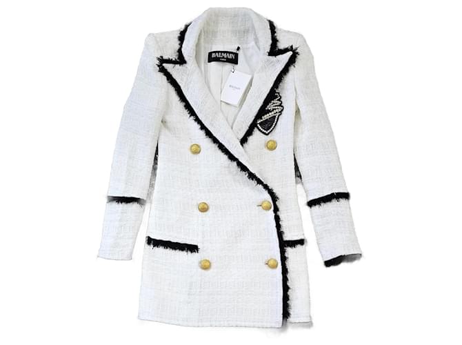 Balmain jacket White Tweed  ref.1376111