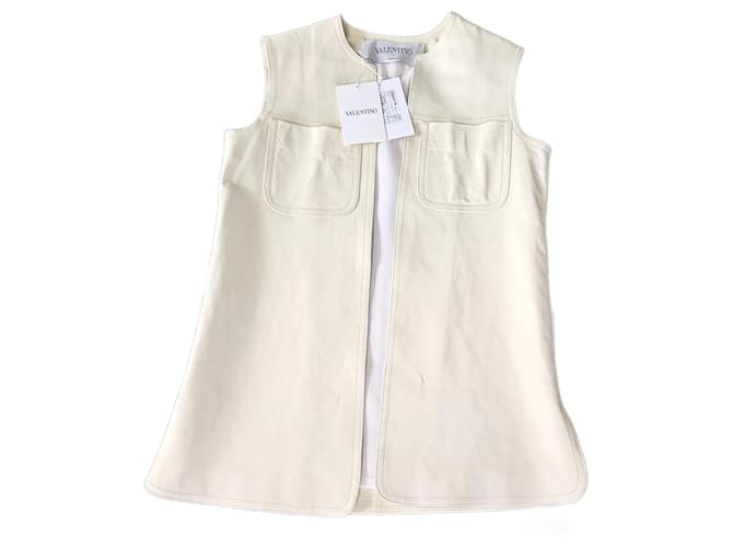 Gilet di pelle Valentino Garavani Crema  ref.1376147