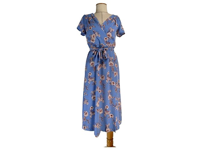 Vestido floral azul Ralph Lauren Multicor