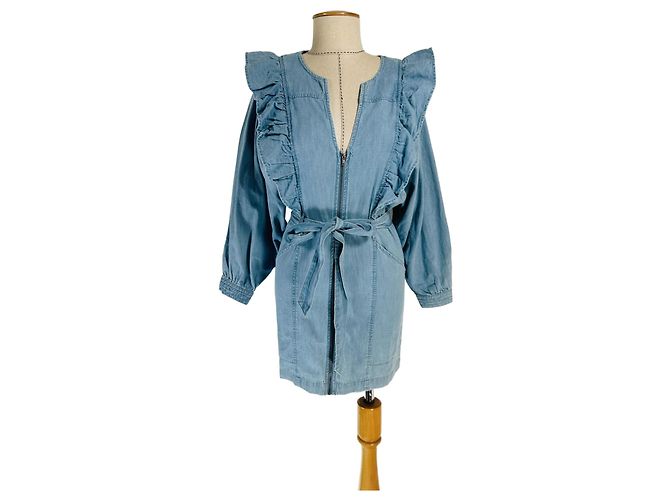 Free People May Kleid aus blauer Baumwolle