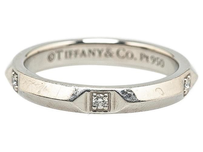 Tiffany & Co Anillo con banda verdadera de diamantes y platino en plata Tiffany Metal  ref.1376212
