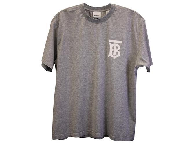Burberry Logo T-Shirt in Grey Cotton  ref.1376255