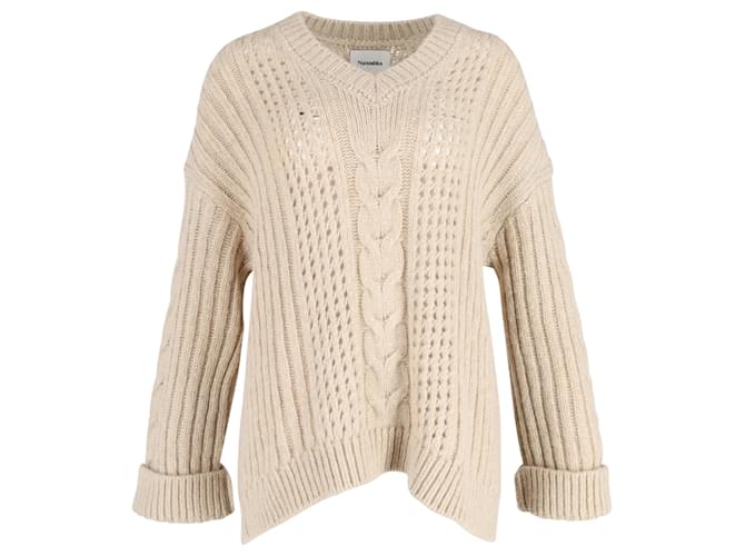 Nanushka Arwan Cable-Knit Sweater in Beige Wool Brown  ref.1376263