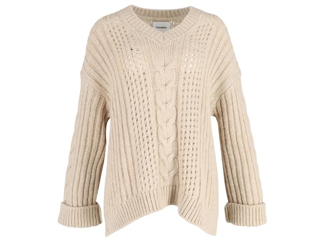 Maglione a trecce Nanushka Arwan in lana beige Marrone  ref.1376263