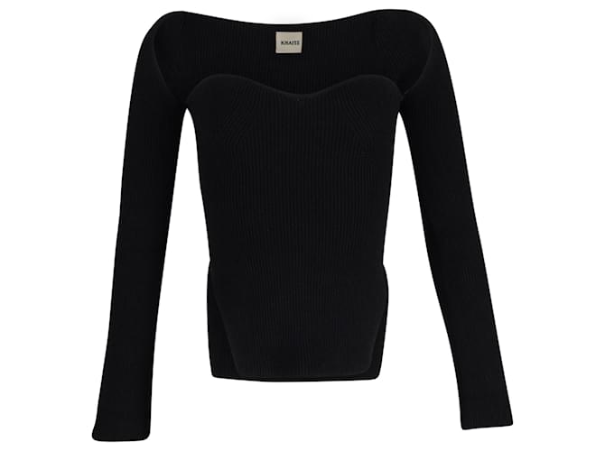 Khaite Maddy Ribbed-Knit Sweater in Black Viscose Cellulose fibre  ref.1376287