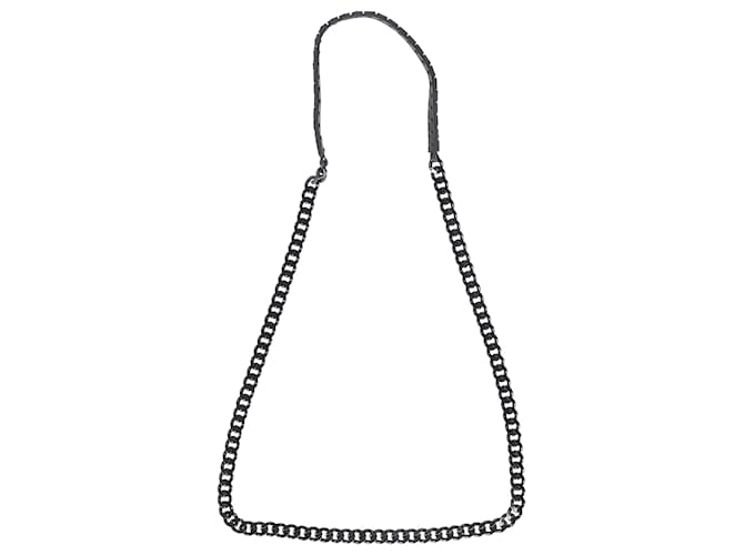 Collar de cadena curva de cuero con tachuelas de Burberry en metal negro  ref.1376290
