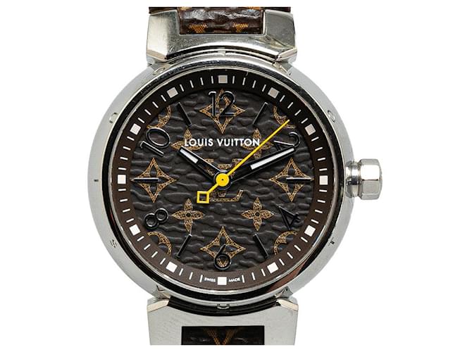 Relógio de pulso Louis Vuitton Quartz Tambour Metal Quartz R15231 Em uma boa condição  ref.1376340