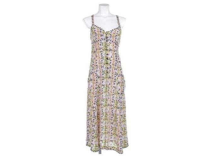 Vestido maxi de seda con logo CC de Chanel. Multicolor