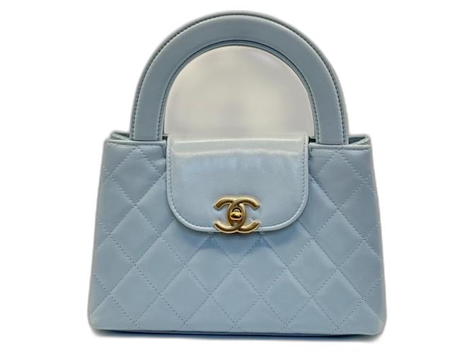 Bolso Shopper Chanel Nano Kelly azul claro Cuero  ref.1376350