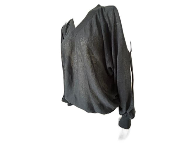 Bruno Manetti V-Ausschnitt Leinenpullover marineblau