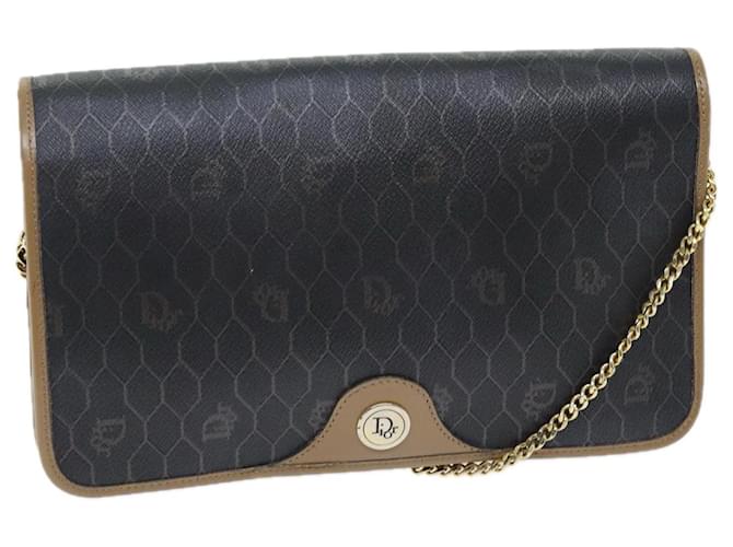 Christian Dior Honeycomb Canvas Shoulder Bag PVC Leather Black Auth ti1731  ref.1376471