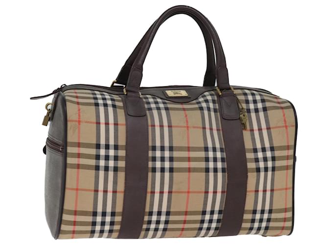 Autre Marque Burberrys Nova Check Boston Bag Lona Beige Auth yk12405 Lienzo  ref.1376479