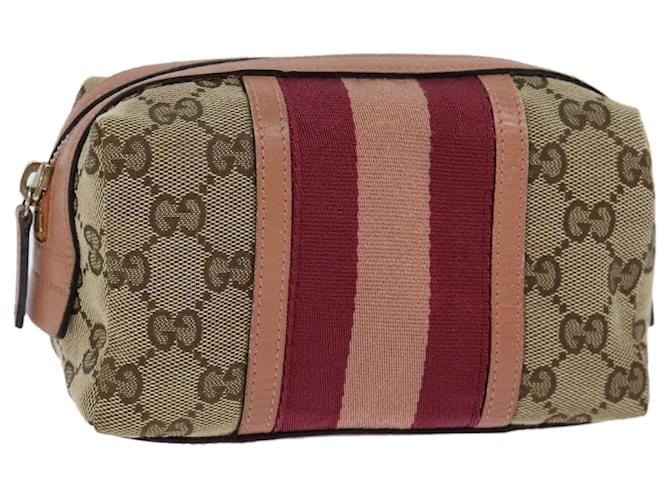 Bolsa GUCCI GG Canvas Sherry Line Bege Vinho Tinto 256636 Auth am6220  ref.1376486