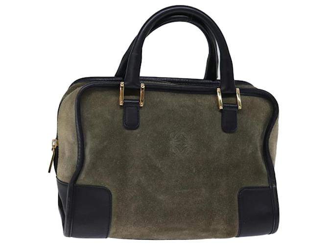 LOEWE Amazona 27 Sac à main Daim Kaki Auth fm3419 Suede  ref.1376500